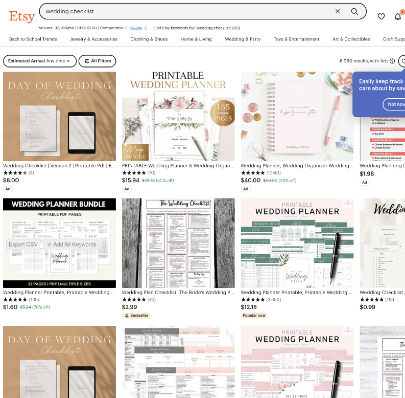 example idea of a bad etsy digital download product due to competition