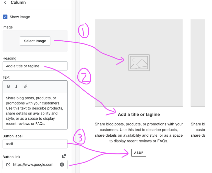 explanation of different sections you can add/modify in the shopify theme editor