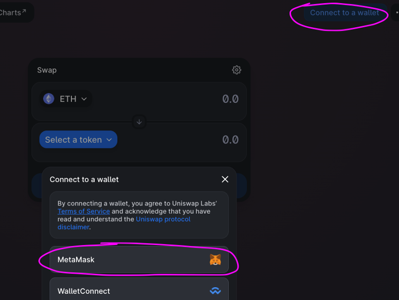 how to connect uniswap with metamask