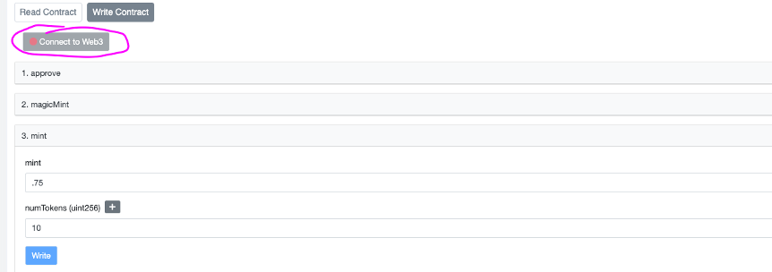 connect to your metamask to mint the nft from the contract directly