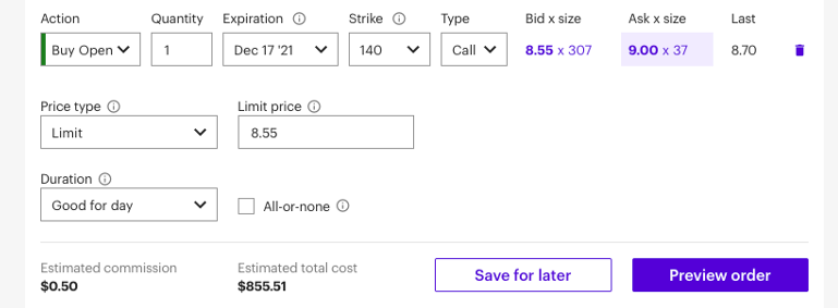 example of what are call options