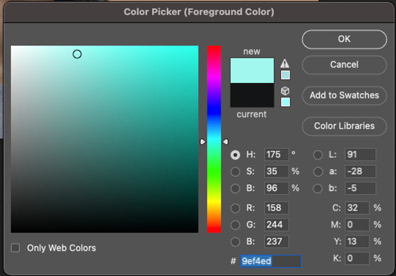 Photoshop Color Palette Menu