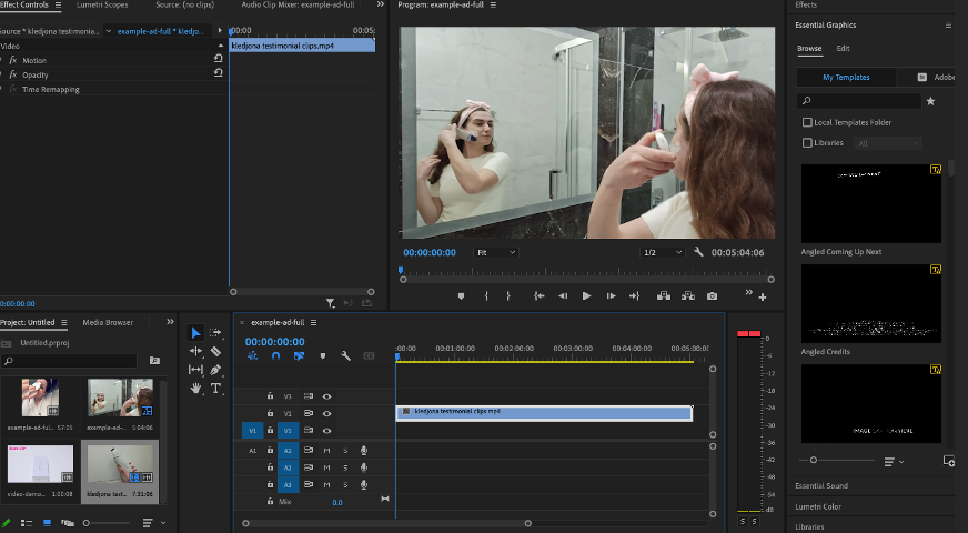 normal layout in premiere pro