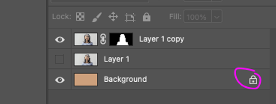 unlock the background color so you can change it in Photoshop
